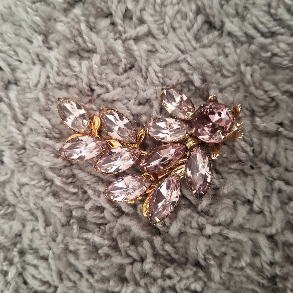 Vintage Pink Rhinestone Brooch